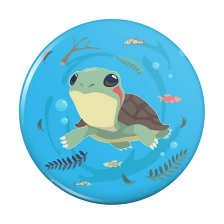 Cute Turtle Swimming with Fish Kitchen Refrigerator Locker Button Magnet