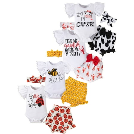 WIBACKER Newborn Infant Baby Girl Clothes Romper and Shorts Set Summer Outfits