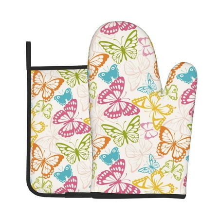 Xecao Retro Colorful Butterfly Pattern Oven Mitts and Pot Holders Sets Heat Resistant Silicone Oven Mittens Extra Thicken Long Kitchen Cotton Oven Glove for Cooking
Xecao Retro Colorful Butterfly Pattern Oven Mitts and Pot Holders Sets Heat Resistant Silicone Oven Mittens Extra Thicken Long Kitchen Cotton Oven Glove for Cooking