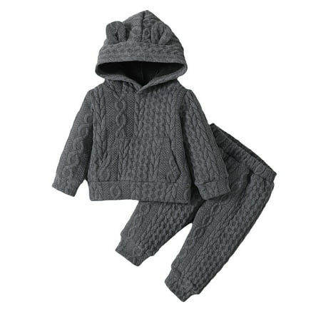 Kucnuzki 3 Months Newborn Baby Boy Winter Outfits Pants Sets 6 Months Long Sleeve Classic Twist Pattern Solid Color Hoodie Sweatshirt Elastic Pants 2PCS Set Gray
Kucnuzki 3 Months Newborn Baby Boy Winter Outfits Pants Sets 6 Months Long Sleeve Classic Twist Pattern Solid Color Hoodie Sweatshirt Elastic Pants 2PCS Set Gray
