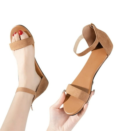 HIBRO Fashion Spring And Summer Women Sandals Flat Heel Round Toe Light Breathable Large Size