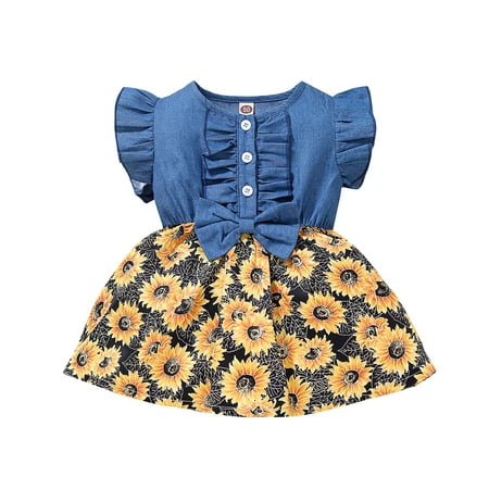 FRSASU Kids Dress Clearance Toddler Baby Girls Bowknot Denim Splice Sunflower Leopard Print Princess Dress
FRSASU Kids Dress Clearance Toddler Baby Girls Bowknot Denim Splice Sunflower Leopard Print Princess Dress