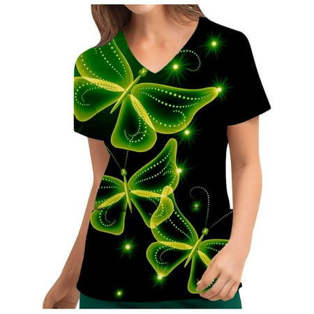 JeashCHAT Scrub Tops for Women Cute V-Neck Green Printed Working Uniforms Shirt 2 Pockets Holiday Tshirt
JeashCHAT Scrub Tops for Women Cute V-Neck Green Printed Working Uniforms Shirt 2 Pockets Holiday Tshirt