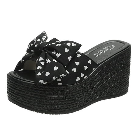 Fsqjgq Croquette Slippers for Women Ladies Summer Fashion Bow Love Cloth Platform Wedge Beach Sandals and Slippers 2 Strap Slide Sandals Women Black 38
Fsqjgq Croquette Slippers for Women Ladies Summer Fashion Bow Love Cloth Platform Wedge Beach Sandals and Slippers 2 Strap Slide Sandals Women Black 38