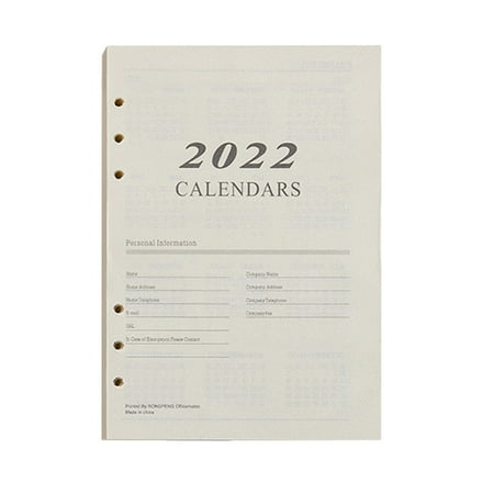 1pc Refill Paper Loose Leaf 2022 Planning Book Filler Core Papers (White)