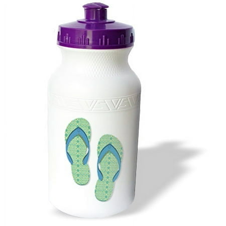 

3dRose Turquoise Flowered Flip Flop Shoes Sports Water Bottle 21oz