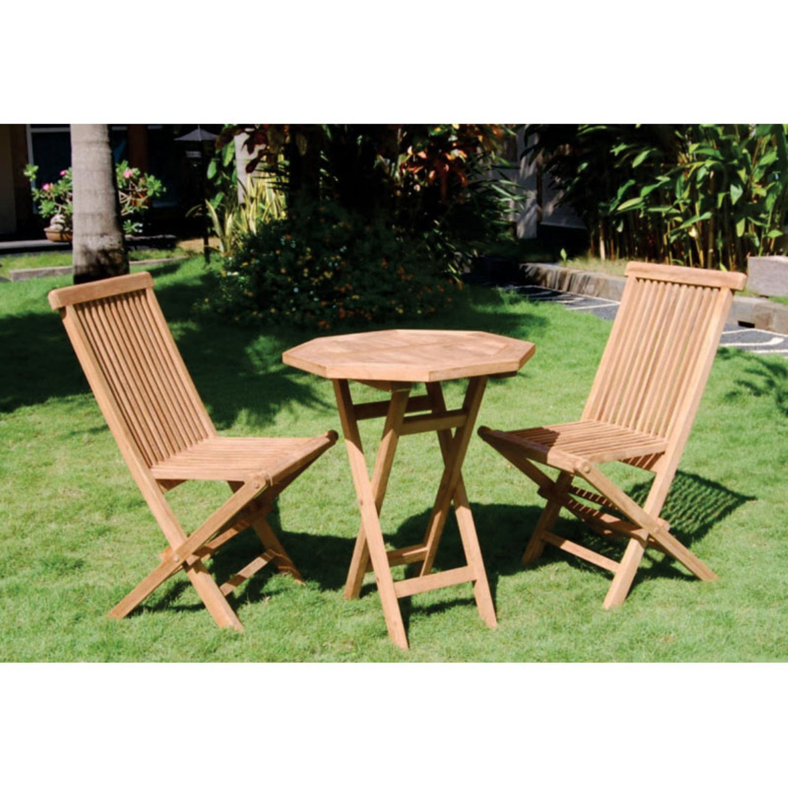 Bamboo54 Teak 3 Piece Folding Outdoor Bistro Set Walmart