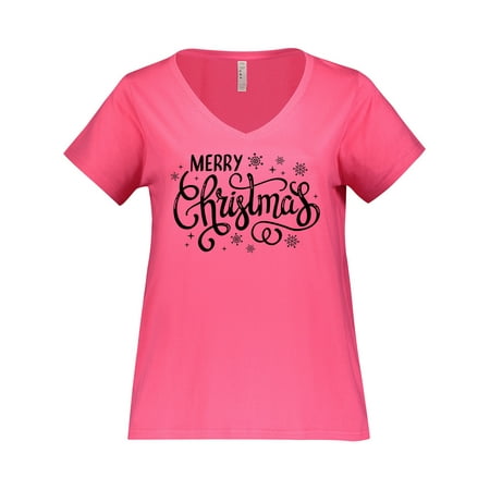 Inktastic Merry Christmas Hand Lettering with Snowflakes in Black Women s Plus Size V-Neck
Inktastic Merry Christmas Hand Lettering with Snowflakes in Black Women s Plus Size V-Neck