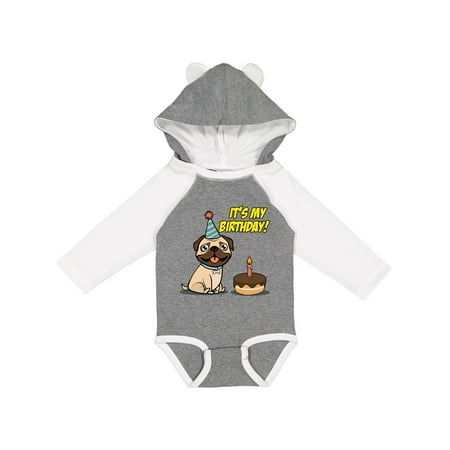 Inktastic It s My Birthday Pug Gift Baby Boy or Baby Girl Long Sleeve Bodysuit