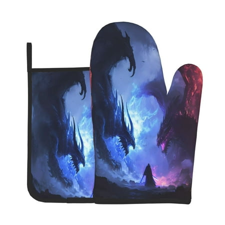Jgfou Red And Blue Fire Dragon Pattern Oven Mitts and Pot Holders Sets Heat Resistant Oven Mittens Soft Lining Extra Thicken Long Kitchen Cotton Oven Glove for Cooking
Jgfou Red And Blue Fire Dragon Pattern Oven Mitts and Pot Holders Sets Heat Resistant Oven Mittens Soft Lining Extra Thicken Long Kitchen Cotton Oven Glove for Cooking