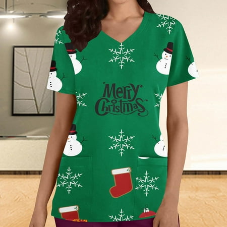qucoqpe Women s Christmas Costume V-Neck Short Sleeve Nursing Uniform Xmas Tree Santa Snowman Deer Printed Workwear Holiday Graphic Tees Blouse Scrub Tops with Pockets Christmas Gifts on Clearance
qucoqpe Women s Christmas Costume V-Neck Short Sleeve Nursing Uniform Xmas Tree Santa Snowman Deer Printed Workwear Holiday Graphic Tees Blouse Scrub Tops with Pockets Christmas Gifts on Clearance