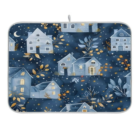 Dish Drying Mat Kitchen Counter Winter Houses and Barberry Branches Dishes Drainer Pad Absorbent Microfiber Reversible 18 x24
Dish Drying Mat Kitchen Counter Winter Houses and Barberry Branches Dishes Drainer Pad Absorbent Microfiber Reversible 18 x24