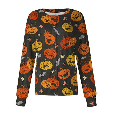 Ovticza Tall Scrubs for Women Halloween Pumpkin Print Long Sleeve with Pockets Scrub Tops Women Plus Size Button Down Nursing Uniforms Nurses Petite Scrub Tops Dark Gray 2XL
Ovticza Tall Scrubs for Women Halloween Pumpkin Print Long Sleeve with Pockets Scrub Tops Women Plus Size Button Down Nursing Uniforms Nurses Petite Scrub Tops Dark Gray 2XL
