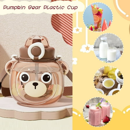 1100ml Big Belly Cup Drinkware Pumpkin Bear Gifts for Home Office (Brown)