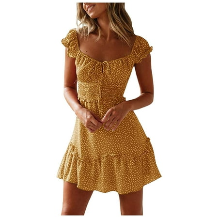 Timegard Women s Stitching Ruffled Floral Skirt Short-Sleeved Lace-up High-Waisted Dress Yellow L
Timegard Women s Stitching Ruffled Floral Skirt Short-Sleeved Lace-up High-Waisted Dress Yellow L