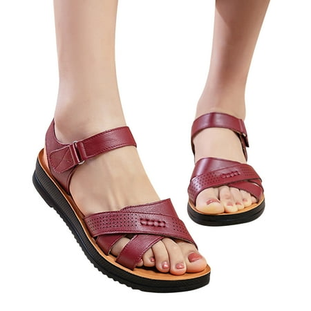 sandals for Women Women Flat Soft Leather Sandals Cutout Soft Sole Ladies Sandals Open Toe Flat Sandals PU Dress Sandals for Women Wine
sandals for Women Women Flat Soft Leather Sandals Cutout Soft Sole Ladies Sandals Open Toe Flat Sandals PU Dress Sandals for Women Wine