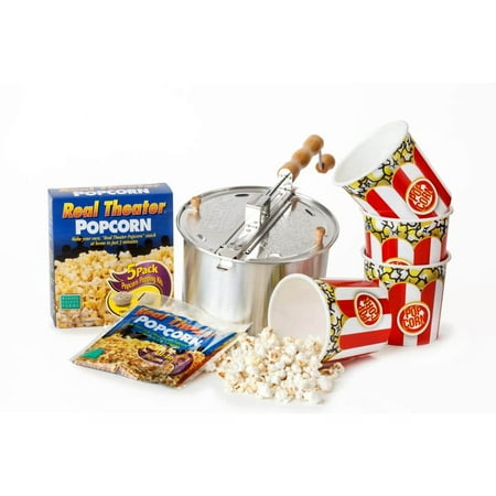 10-Piece Aluminum Silver Stovetop Popcorn Popper Set with Popcorn and Tubs
10-Piece Aluminum Silver Stovetop Popcorn Popper Set with Popcorn and Tubs