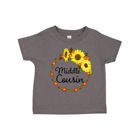 Inktastic Middle Cousin Sunflower Wreath Gift Toddler Boy or Toddler Girl T-Shirt