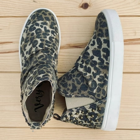 Very G Zoey Leopard Studded Slip On Shoes