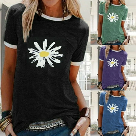 Taluosi Women Casual Summer O Neck Short Sleeve Marguerite Print T-shirt Blouse Top
Taluosi Women Casual Summer O Neck Short Sleeve Marguerite Print T-shirt Blouse Top