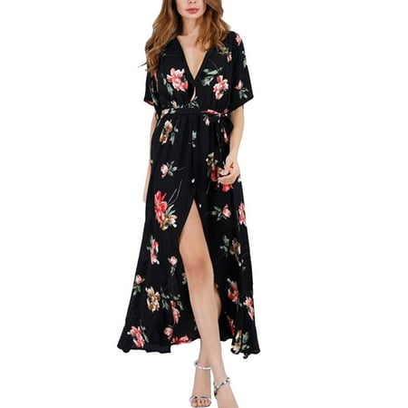 Hemoton Black Chiffon V Neck Dress Stylish Summer Party Dress Up Decorative Red Flower Printing Costume Fashion Floral Beach Skirt For Women Lady - Size S
Hemoton Black Chiffon V Neck Dress Stylish Summer Party Dress Up Decorative Red Flower Printing Costume Fashion Floral Beach Skirt For Women Lady - Size S