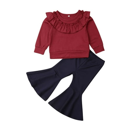 2PCS Toddler Baby Girls Clothes Long Sleeve Ruffle Tops T-shirt Flare Long Pants Outfits Clothes Set
2PCS Toddler Baby Girls Clothes Long Sleeve Ruffle Tops T-shirt Flare Long Pants Outfits Clothes Set