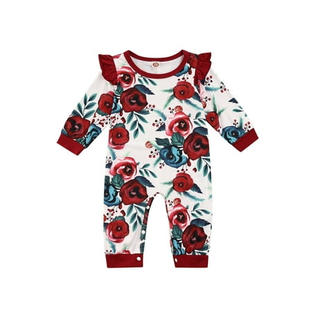 Qiylii Baby Girl’s Elk Printing Romper O-Neck Ruffle Long Sleeve Jumpsuit 
Qiylii Baby Girl’s Elk Printing Romper O-Neck Ruffle Long Sleeve Jumpsuit