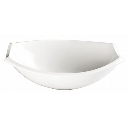 Winco WDP006-205 Ardesia Bergomi Creamy White Porcelain Oval Bowl 11
