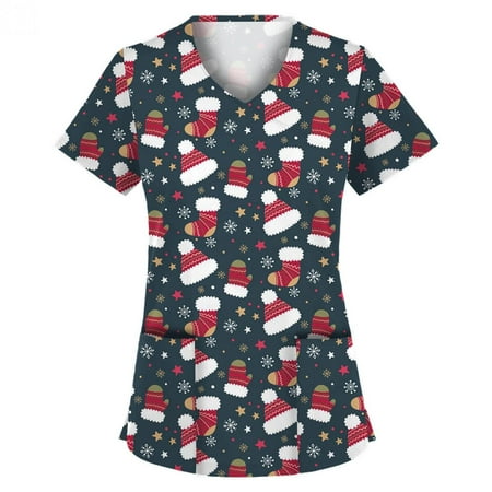 Wirziis Christmas Costumes for Women Nursing Scrub Tops Christmas Printed Working Uniform Short Sleeve V-Neck Workwear Blouse T-shirt with Pockets
Wirziis Christmas Costumes for Women Nursing Scrub Tops Christmas Printed Working Uniform Short Sleeve V-Neck Workwear Blouse T-shirt with Pockets