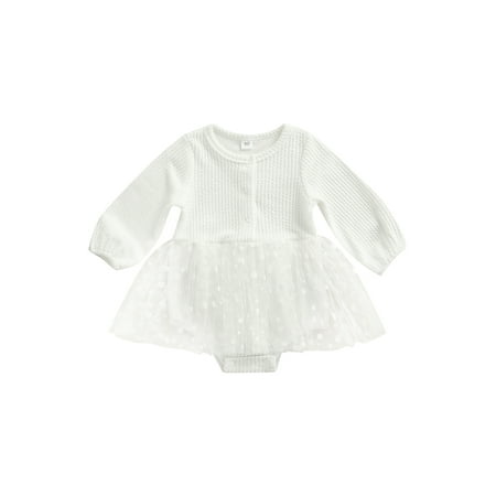 Canrulo Toddler Baby Girl Long Sleeve Romper Dress Polka Dot Lace Bodysuit Spring Button Knit Dresses Mesh Jumpsuit White 18-24 Months
Canrulo Toddler Baby Girl Long Sleeve Romper Dress Polka Dot Lace Bodysuit Spring Button Knit Dresses Mesh Jumpsuit White 18-24 Months