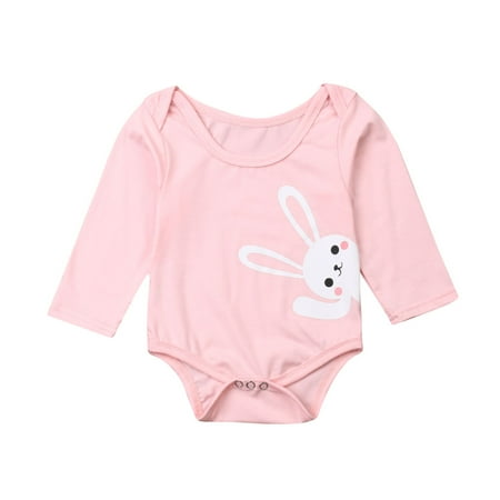 Multitrust Baby Girls Rabbit Print Romper Casual Long Sleeve O-neck Jumpsuit