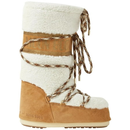 MOON BOOT Tan Shearling and Suede Size-39/41 Boots/Booties