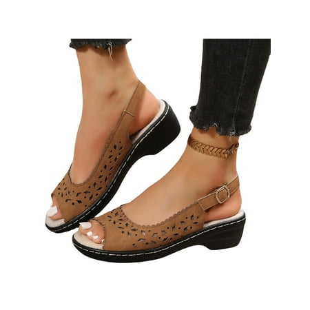 Colisha Women Casual Shoes Buckle Wedge Sandals Summer Dress Sandal Walking Back Strap Heels Shoe Peep Toe Brown 7
Colisha Women Casual Shoes Buckle Wedge Sandals Summer Dress Sandal Walking Back Strap Heels Shoe Peep Toe Brown 7
