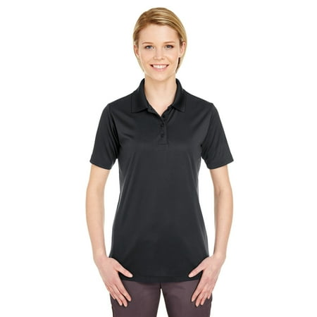 UltraClub 8610L Ladies 8 Star Elite Performance Interlock Polo Shirt - Black - Medium