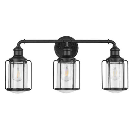 Prominence Home Lincoln Woods Three Light Vanity in Matte Black