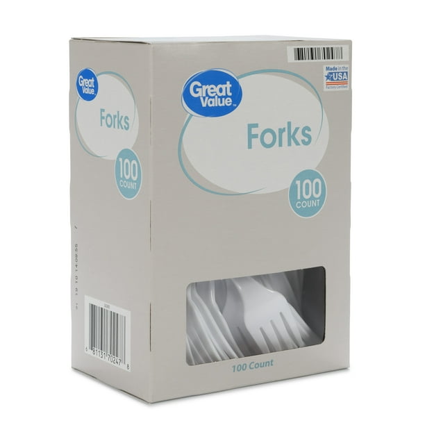 Great Value Everyday White Forks, 100 Count