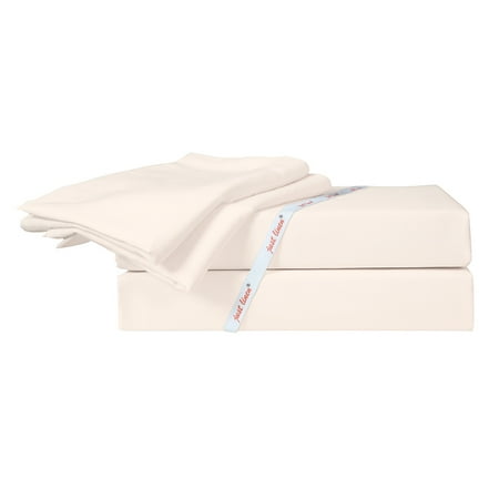 Just Linen 400 Thread Count 100% Egyptian Quality Cotton Percale, Solid Shell Color, King Bedding 4 Piece Sheet Set with Extra Deep Pocketed Fitted Sheet