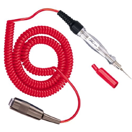 Circuit Tester Mini Coil Cord Needlepoint Stainless Steel Probe Red 12 Feet