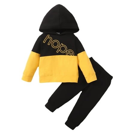 KIMI BEAR 2-3T Baby Boys Pants Outfits Toddler Boys Fall Winter Clothes Letter Print Color Stitching Long Sleeve Hoodie Pants 2PCs Set Black Yellow
KIMI BEAR 2-3T Baby Boys Pants Outfits Toddler Boys Fall Winter Clothes Letter Print Color Stitching Long Sleeve Hoodie Pants 2PCs Set Black Yellow