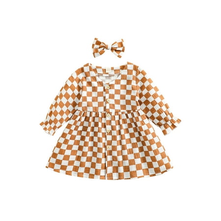 Nituyy Toddler Baby Girl Cotton Dress Checkerboard Plaid Print Long Sleeve Button Down Dress Casual Spring Fall Dresses
Nituyy Toddler Baby Girl Cotton Dress Checkerboard Plaid Print Long Sleeve Button Down Dress Casual Spring Fall Dresses
