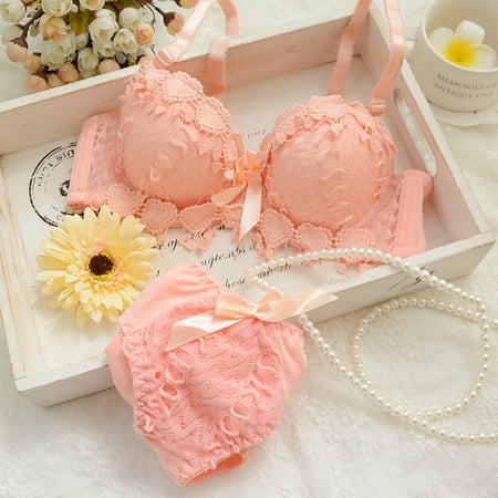 Byte Legend Push-Up Cute Young Girl Lace Sexy Plain Bowknot Bra Set