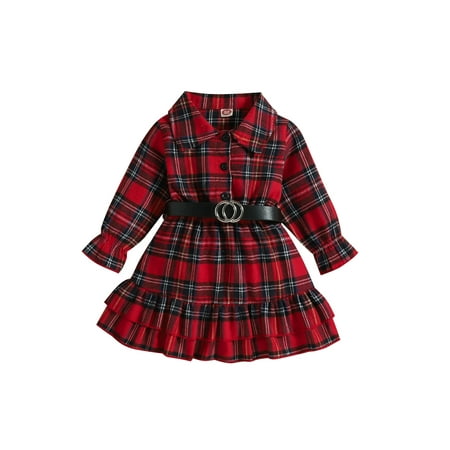 Ma&Baby Toddler Kids Girls Christmas Dress Princess Plaid Lapel Long Sleeve Button-Down Dress with Belt
Ma&Baby Toddler Kids Girls Christmas Dress Princess Plaid Lapel Long Sleeve Button-Down Dress with Belt