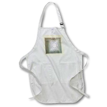 3dRose Mazel Tov for Bat Mitzvah On Ancient Paper n Torah Scrolls, Full Length Apron, 22 by 30-inch, White, With Pockets