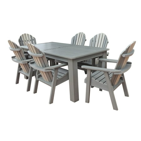 Highwood Hamilton Recycled Plastic 7 Piece Rectangle Adirondack Patio Dining Set