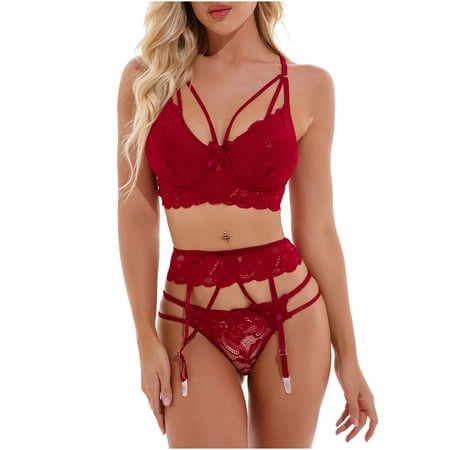 Valentines Day Gifts! UHUYA Sexy Lingerie For Women Garter Belts Ladies Cute Girl Solid Lace Perspective Sexy Underwear V-neck Sexy Garter Suit Three-piece Set Red S
Valentines Day Gifts! UHUYA Sexy Lingerie For Women Garter Belts Ladies Cute Girl Solid Lace Perspective Sexy Underwear V-neck Sexy Garter Suit Three-piece Set Red S