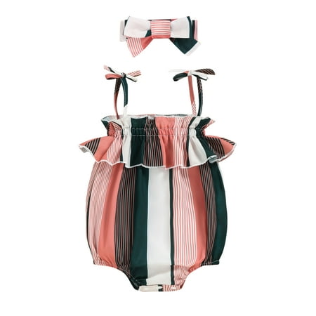 Bagilaanoe Newborn Baby Girls 2Pcs Summer Casual Outfits Sleeveless Strap Striped Print Ruffles Romper Jumpsuits Headband
Bagilaanoe Newborn Baby Girls 2Pcs Summer Casual Outfits Sleeveless Strap Striped Print Ruffles Romper Jumpsuits Headband