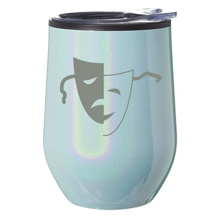 Stemless Wine Tumbler Coffee Travel Mug Glass With Lid Gift Drama Mask (Blue Glitter) 
Stemless Wine Tumbler Coffee Travel Mug Glass With Lid Gift Drama Mask (Blue Glitter)
