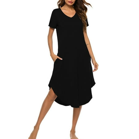 WBQ Women Long Nightgown V Neck Short Sleeve Nightdress Loose Sleepwear Cotton Polyester Blend Loungewear House Dress with Pockets
WBQ Women Long Nightgown V Neck Short Sleeve Nightdress Loose Sleepwear Cotton Polyester Blend Loungewear House Dress with Pockets