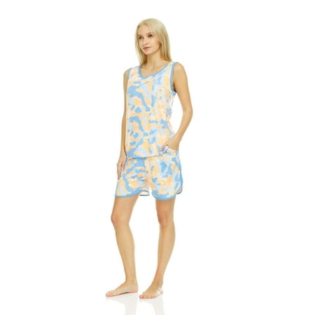 Lati Fashion Women Pajamas Shorts and Sleeveless Top 2-Piece Female Pajamas Set Blue L
Lati Fashion Women Pajamas Shorts and Sleeveless Top 2-Piece Female Pajamas Set Blue L