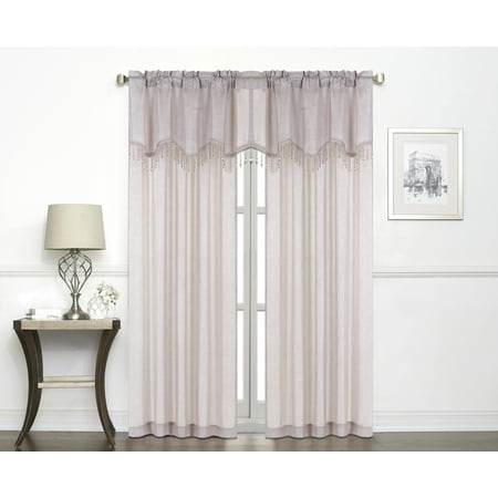 Regal Home Collections Gina Metallic Jacquard Rod Pocket 2 Curtain Panels, Rose